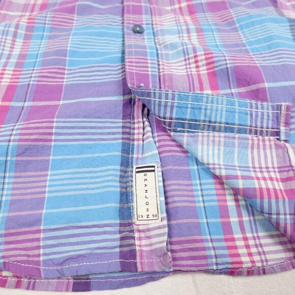 SEAN JOHN Shirt Mens Medium Short Sleeve Colorful Collared Button Up - Picture 7 of 10